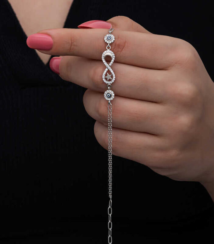 Silver Crescent Star Infinity Women's Bracelet