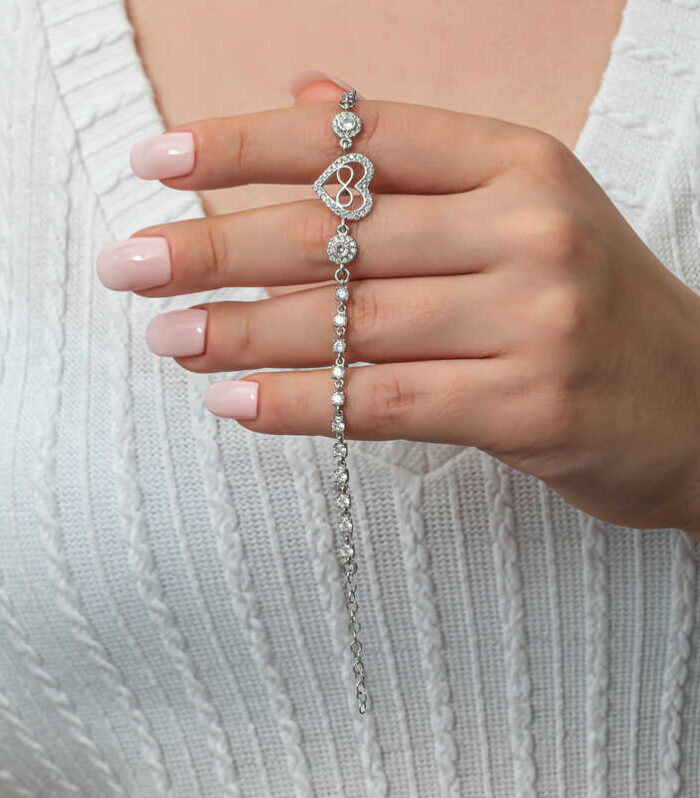 Silver Infinity Two-Heart Women’s Bracelet