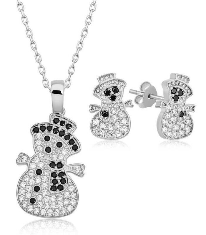 Silver Snowman Set
