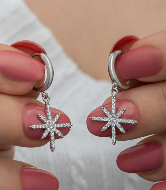 Silver North Star Earring