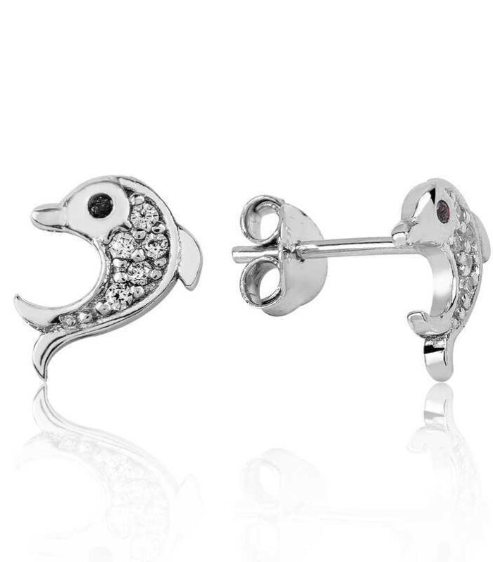 Silver Dolphin Earring