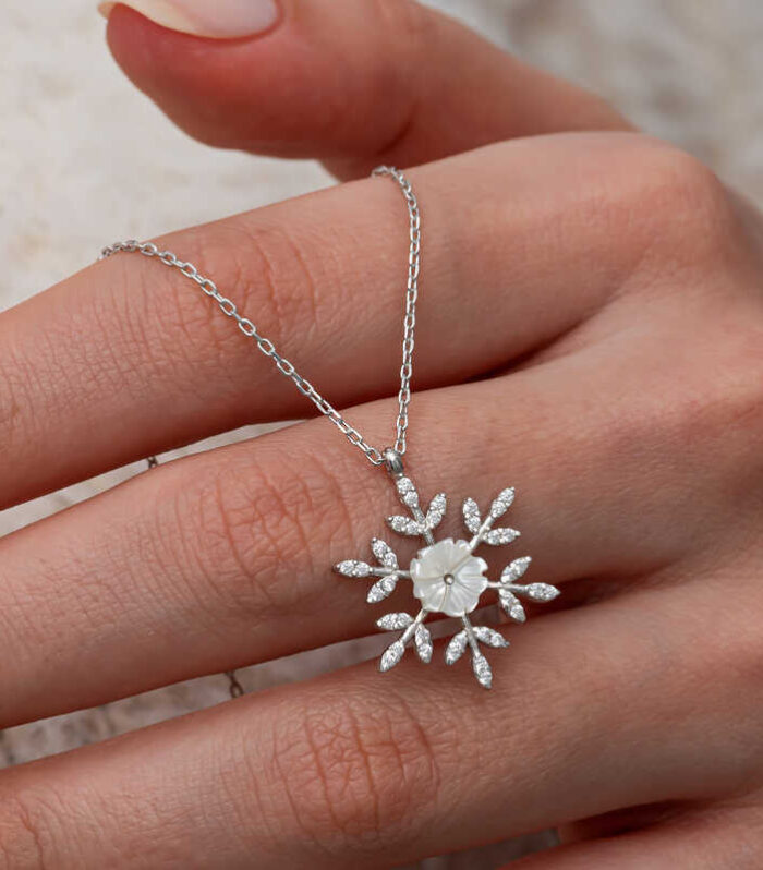 Silver Magnolia Flower Necklace